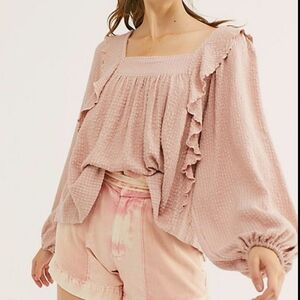 Free People Light Pink Bonnie Blouse Size M